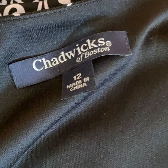 CHADWICKS size 12 dress with criss cross front, faux wrap skirt in black/white - Picture 12 of 13